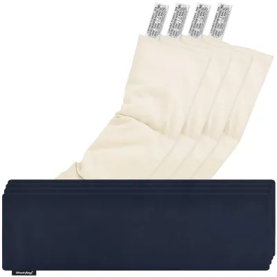 Pack of 4 (47cm x 12cm) - Navy Blue Cotton Fabric with Removable Cover (Personalised with Text)