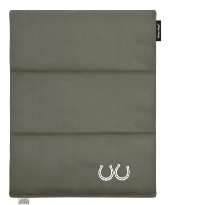 (Wheat Filling) 40cm x 30cm (3 Compartments) (Horse Shoe Print) - Chocolate Luxury Cotton Fabric (Unscented) (Personalised with Text)