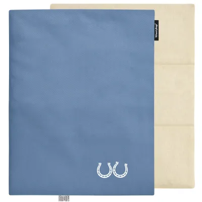 (Wheat Filling) 40cm x 30cm (3 Compartments) (Horse Shoe Print) - Gothic Blue Luxury Cotton Fabric (Unscented) with Removable Cover (Personalised with Text)