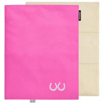 (Wheat Filling) 40cm x 30cm (3 Compartments) (Horse Shoe Print) - Hot Pink Cotton Fabric (Unscented) with Removable Cover (Personalised with Text)