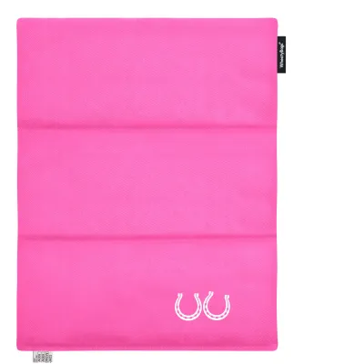 (Wheat Filling) 40cm x 30cm (3 Compartments) (Horse Shoe Print) - Hot Pink Cotton Fabric (Unscented) (Personalised with Text)