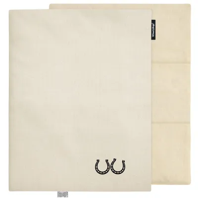 (Wheat Filling) 40cm x 30cm (3 Compartments) (Horse Shoe Print) - Natural Organic Cotton (Unscented) with Removable Cover (Personalised with Text)