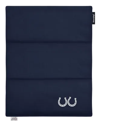 (Wheat Filling) 40cm x 30cm (3 Compartments) (Horse Shoe Print) - Navy Blue Cotton Fabric (Unscented) (Personalised with Text)