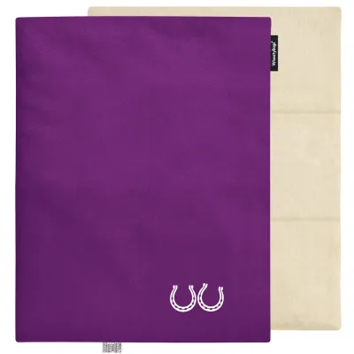 (Wheat Filling) 40cm x 30cm (3 Compartments) (Horse Shoe Print) - Purple Cotton Fabric (Unscented) with Removable Cover (Personalised with Text)