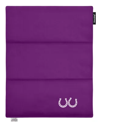 (Wheat Filling) 40cm x 30cm (3 Compartments) (Horse Shoe Print) - Purple Cotton Fabric (Unscented) (Personalised with Text)