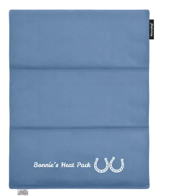 (Wheat Filling) 40cm x 30cm (3 Compartments) (Horse Shoe Print) - Gothic Blue Luxury Cotton Fabric (Unscented)