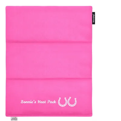 (Wheat Filling) 40cm x 30cm (3 Compartments) (Horse Shoe Print) - Hot Pink Cotton Fabric (Unscented)