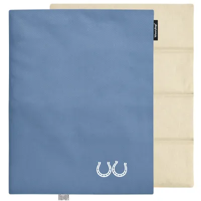 (Wheat Filling) Approx. 40cm x 30cm (6 Compartments) (Horse Shoe Print) - Gothic Blue Luxury Cotton Fabric (Unscented) with Removable Cover (Personalised with Text)