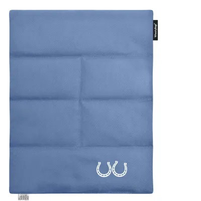 (Wheat Filling) Approx. 40cm x 30cm (6 Compartments) (Horse Shoe Print) - Gothic Blue Luxury Cotton Fabric (Unscented) (Personalised with Text)