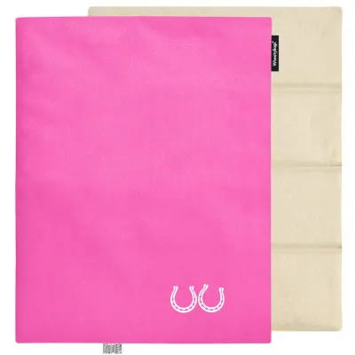 (Wheat Filling) Approx. 40cm x 30cm (6 Compartments) (Horse Shoe Print) - Hot Pink Cotton Fabric (Unscented) with Removable Cover (Personalised with Text)