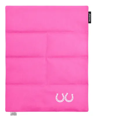 (Wheat Filling) Approx. 40cm x 30cm (6 Compartments) (Horse Shoe Print) - Hot Pink Cotton Fabric (Unscented) (Personalised with Text)