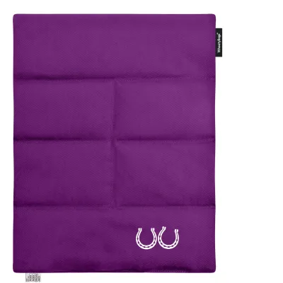 (Wheat Filling) Approx. 40cm x 30cm (6 Compartments) (Horse Shoe Print) - Purple Cotton Fabric (Unscented) (Personalised with Text)