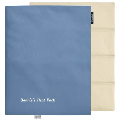 (Wheat Filling) Approx. 40cm x 30cm (6 Compartments) with No Icon - Gothic Blue Luxury Cotton Fabric (Unscented) with Removable Cover (Personalised with Text)