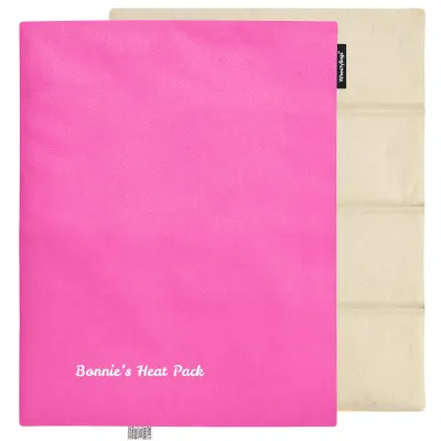 (Wheat Filling) Approx. 40cm x 30cm (6 Compartments) with No Icon - Hot Pink Cotton Fabric (Unscented) with Removable Cover (Personalised with Text)