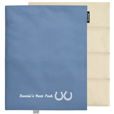 (Wheat Filling) Approx. 40cm x 30cm (6 Compartments) (Horse Shoe Print) - Gothic Blue Luxury Cotton Fabric (Unscented) with Removable Cover