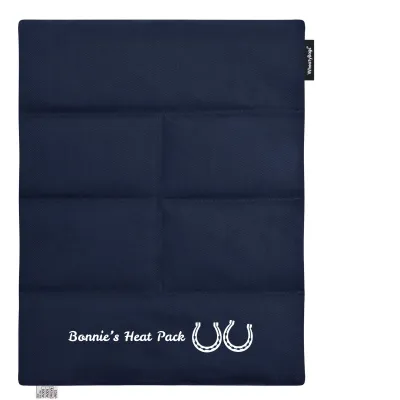 (Wheat Filling) Approx. 40cm x 30cm (6 Compartments) (Horse Shoe Print) - Navy Blue Cotton Fabric (Unscented)