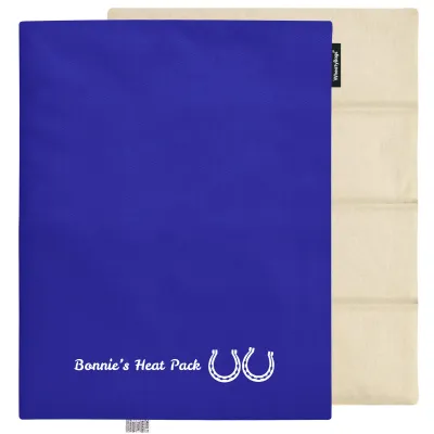(Wheat Filling) Approx. 40cm x 30cm (6 Compartments) (Horse Shoe Print) - Royal Blue Cotton Fabric (Unscented) with Removable Cover