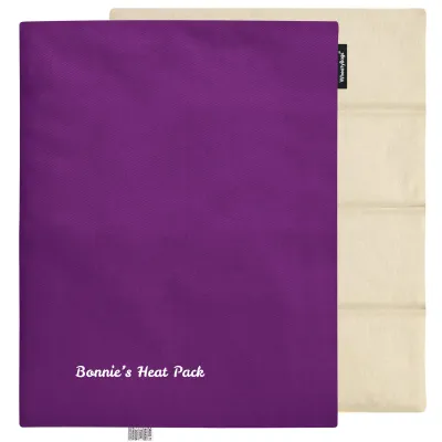 (Wheat Filling) Approx. 40cm x 30cm (6 Compartments) with No Icon - Purple Cotton Fabric (Unscented) with Removable Cover (Personalised with Text)