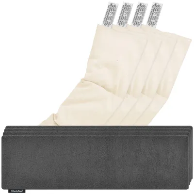 Pack of 4 (47cm x 12cm) - Grey Fleece Fabric with Removable Cover