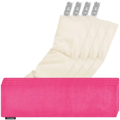 Pack of 4 (47cm x 12cm) - Hot Pink (Fuchsia) Fleece Fabric with Removable Cover