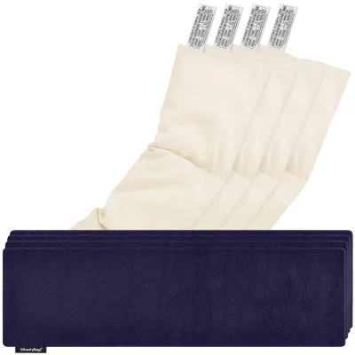 Pack of 4 (47cm x 12cm) - Navy Blue Fleece Fabric with Removable Cover